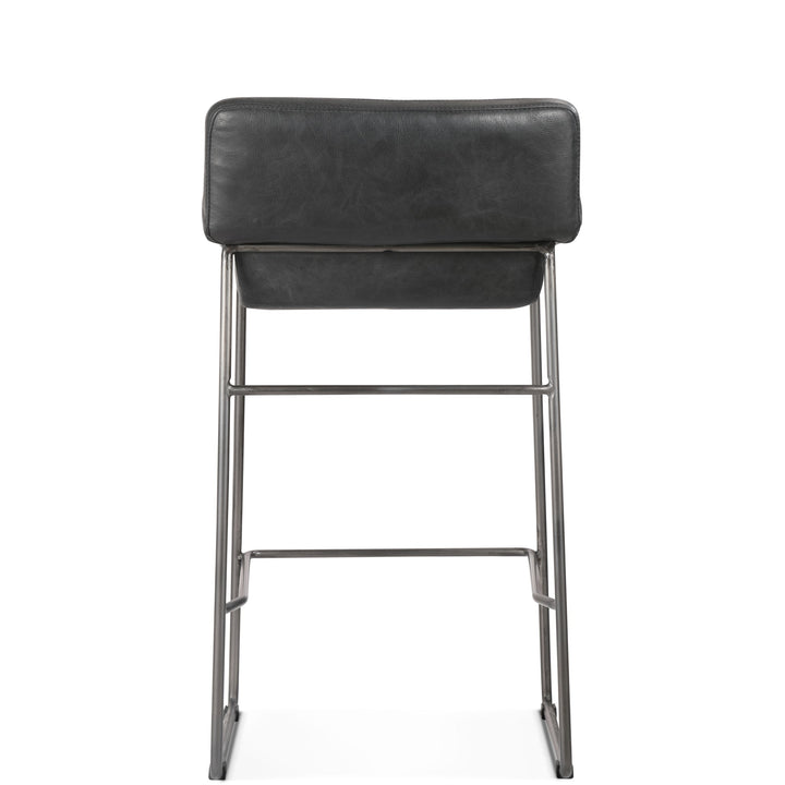 INDUSTRIAL SADDLE STOOLS: BLACK LEATHER | SET OF 2