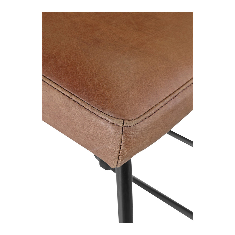 INDUSTRIAL SADDLE STOOLS: BROWN LEATHER | SET OF 2