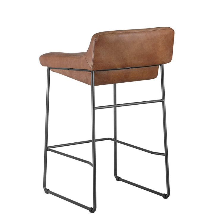 INDUSTRIAL SADDLE STOOLS: BROWN LEATHER | SET OF 2