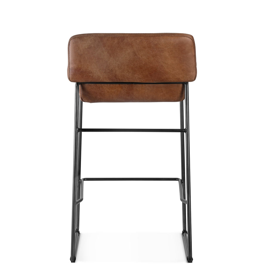 INDUSTRIAL SADDLE STOOLS: BROWN LEATHER | SET OF 2