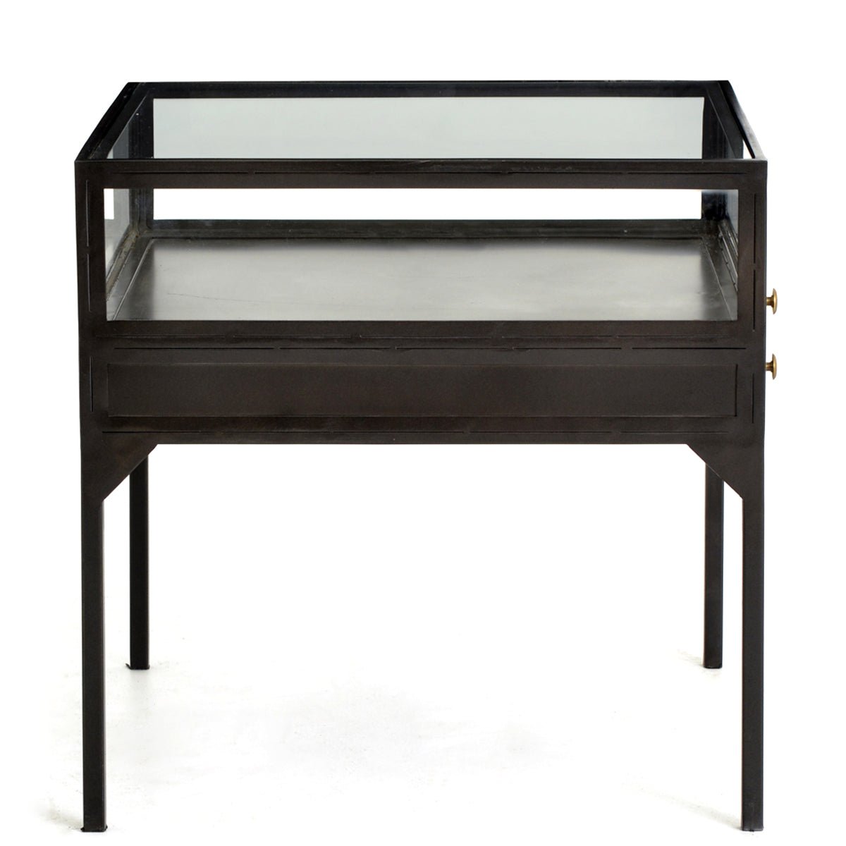 INDUSTRIAL SHADOW BOX END TABLE BLACK