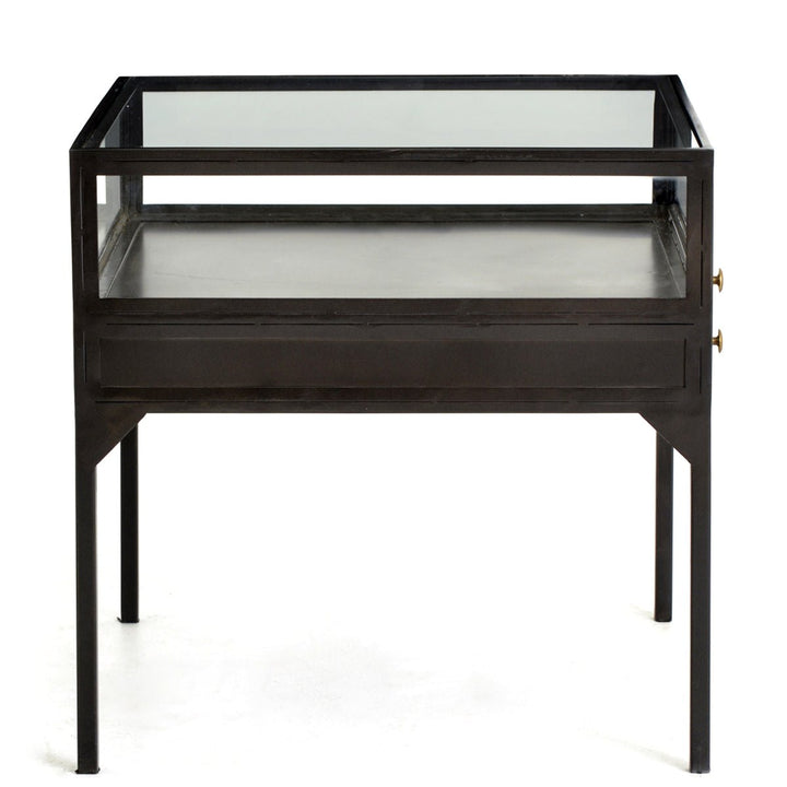 INDUSTRIAL SHADOW BOX END TABLE: BLACK