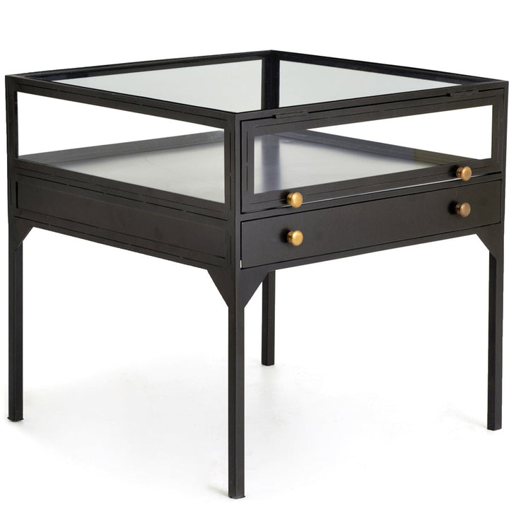 INDUSTRIAL SHADOW BOX END TABLE: BLACK