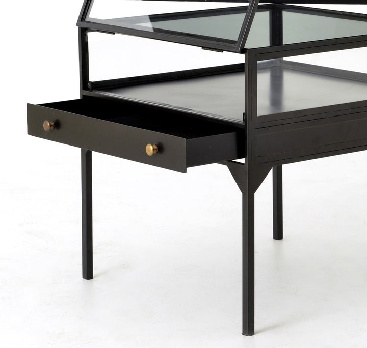 INDUSTRIAL SHADOW BOX END TABLE: BLACK