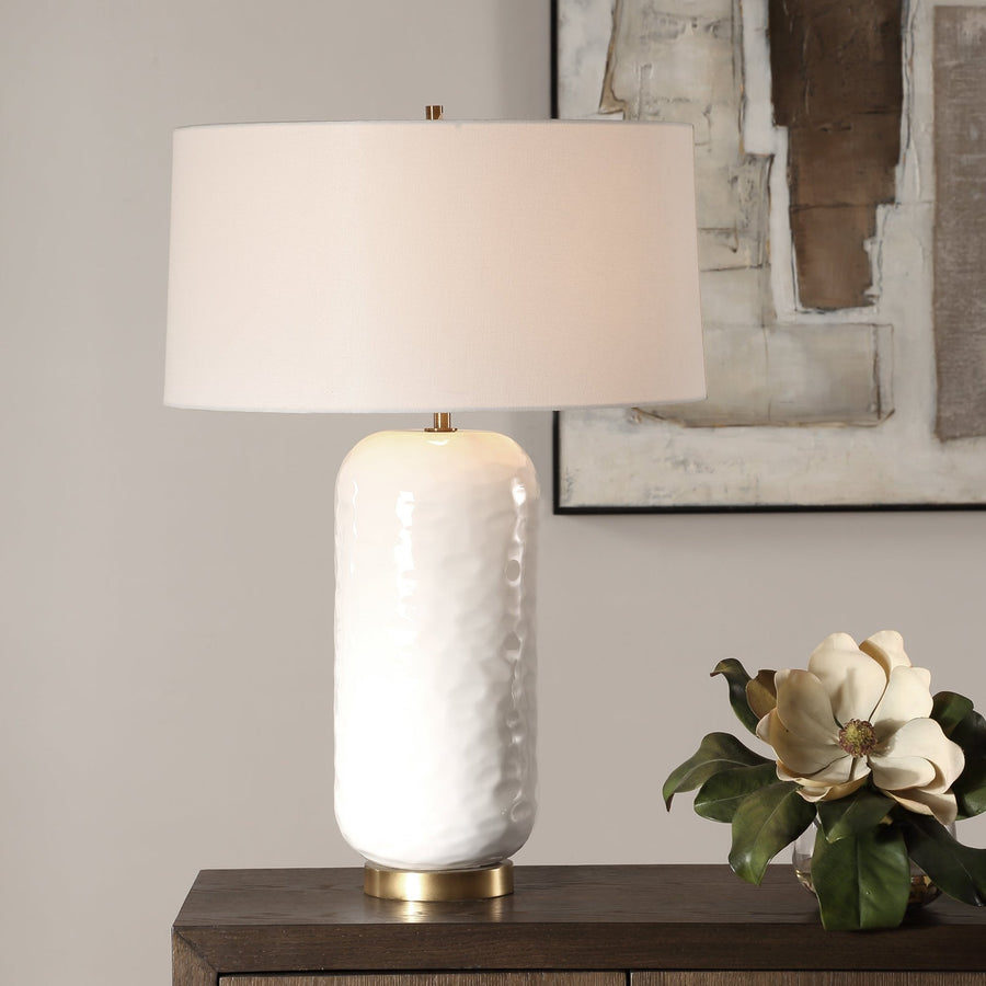 IONA WHITE GLAZE CERAMIC TABLE LAMP