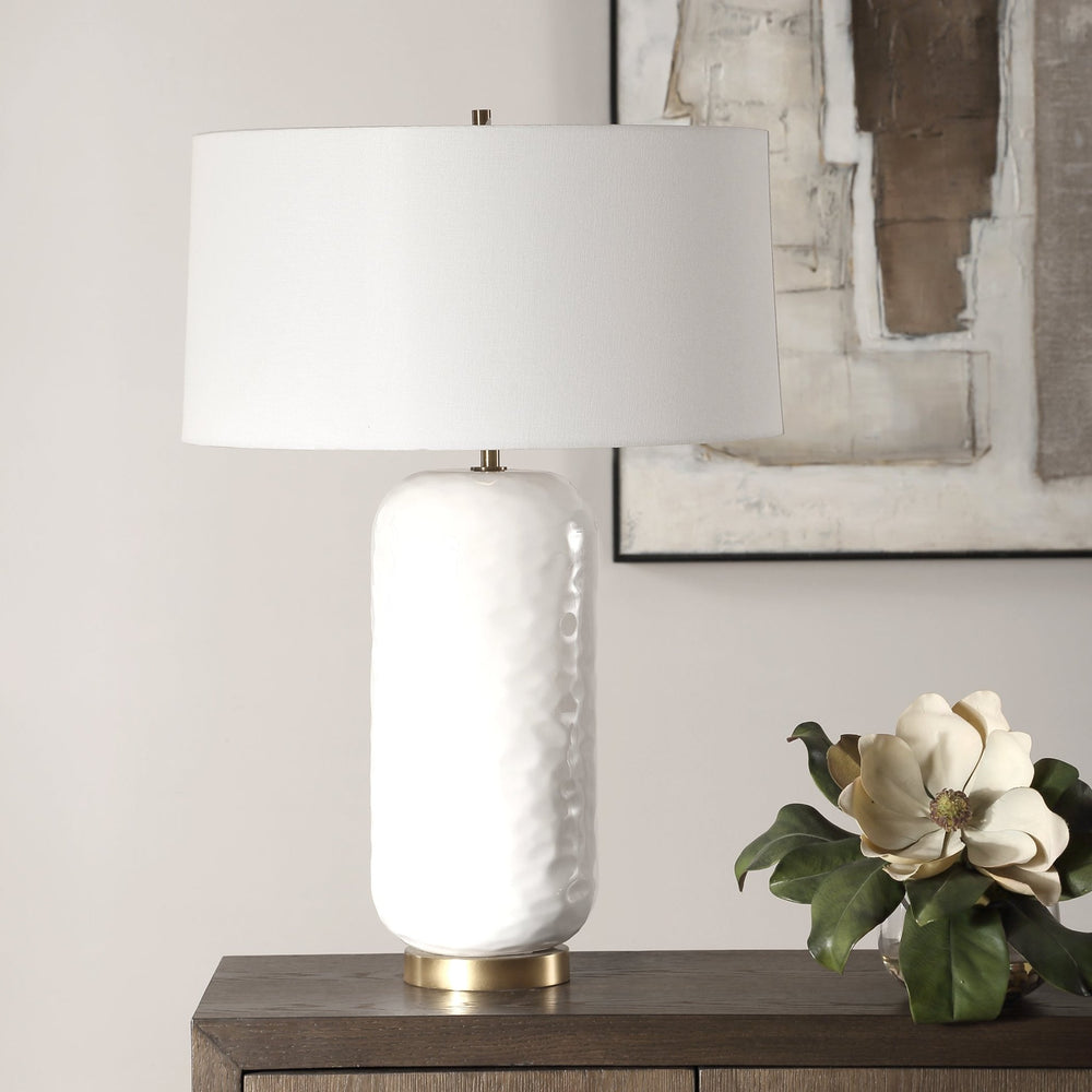 IONA WHITE GLAZE CERAMIC TABLE LAMP