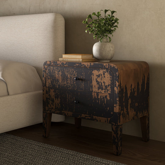 IRIS VINTAGE DISTRESSED BLACK NIGHTSTAND