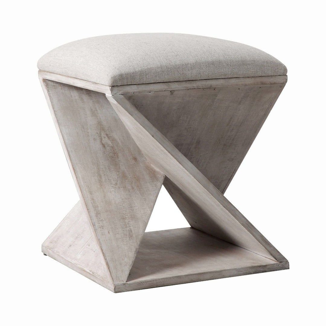 ISLA WHITE WASH ACCENT STOOL