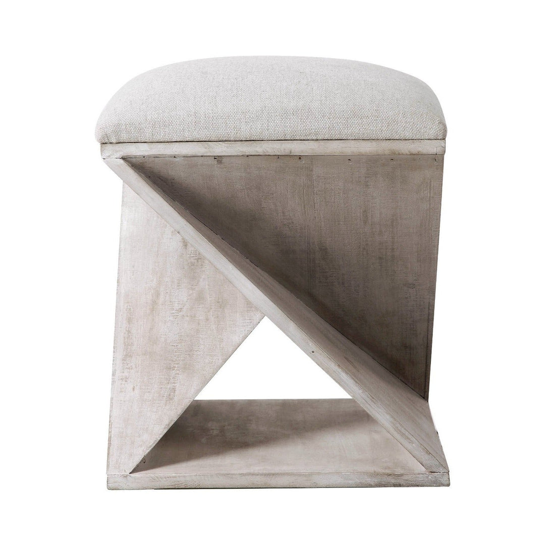 ISLA WHITE WASH ACCENT STOOL