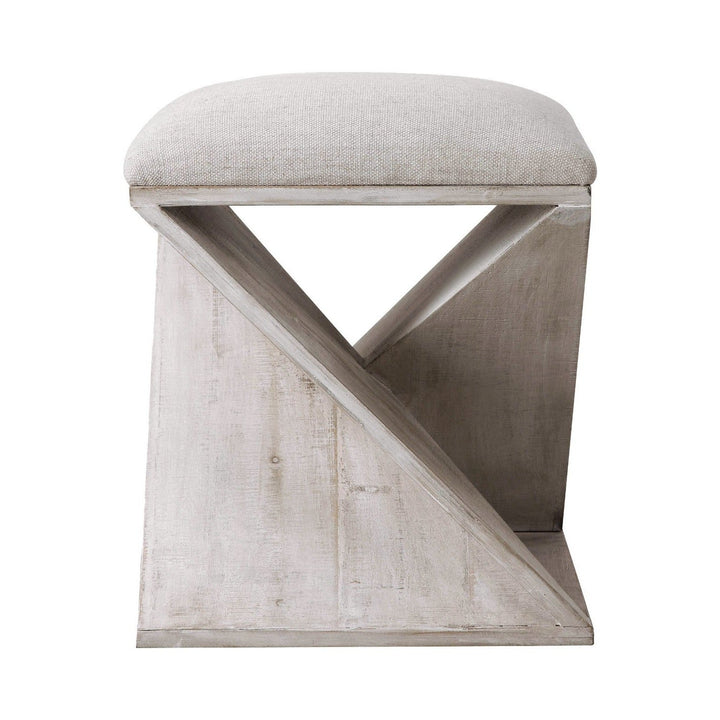 ISLA WHITE WASH ACCENT STOOL