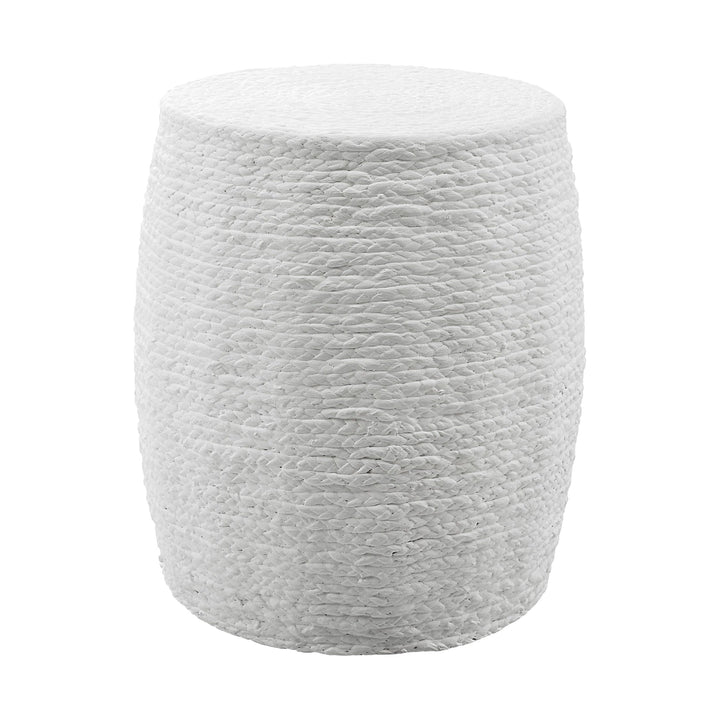 ISLAND PALM BRAIDED ACCENT STOOL: WHITE