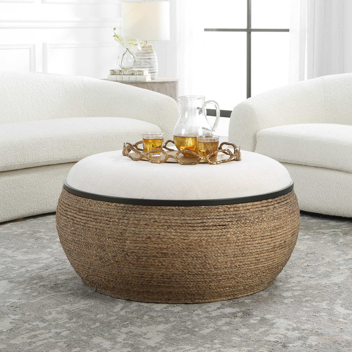 ISLAND PALM STORAGE COCKTAIL OTTOMAN