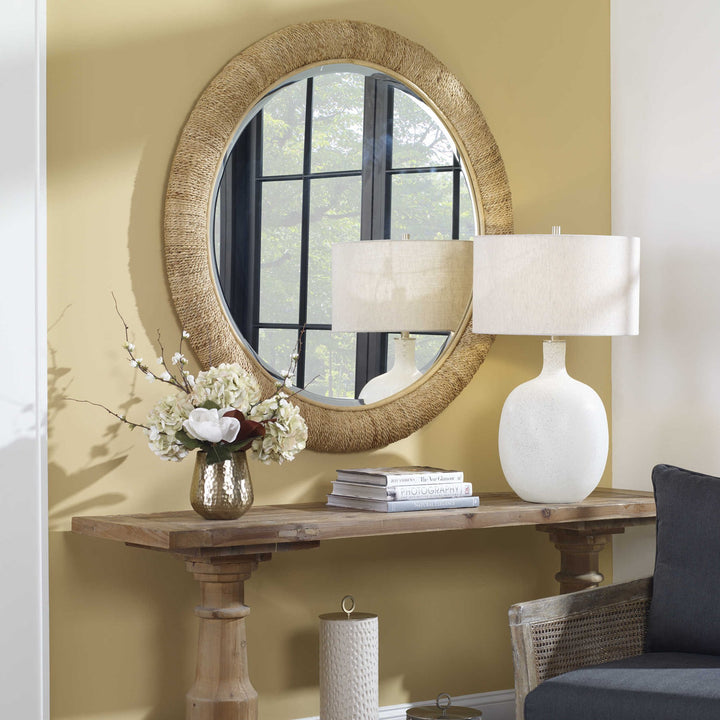 ISLE PALM GRANDE 47"RD RATTAN MIRROR