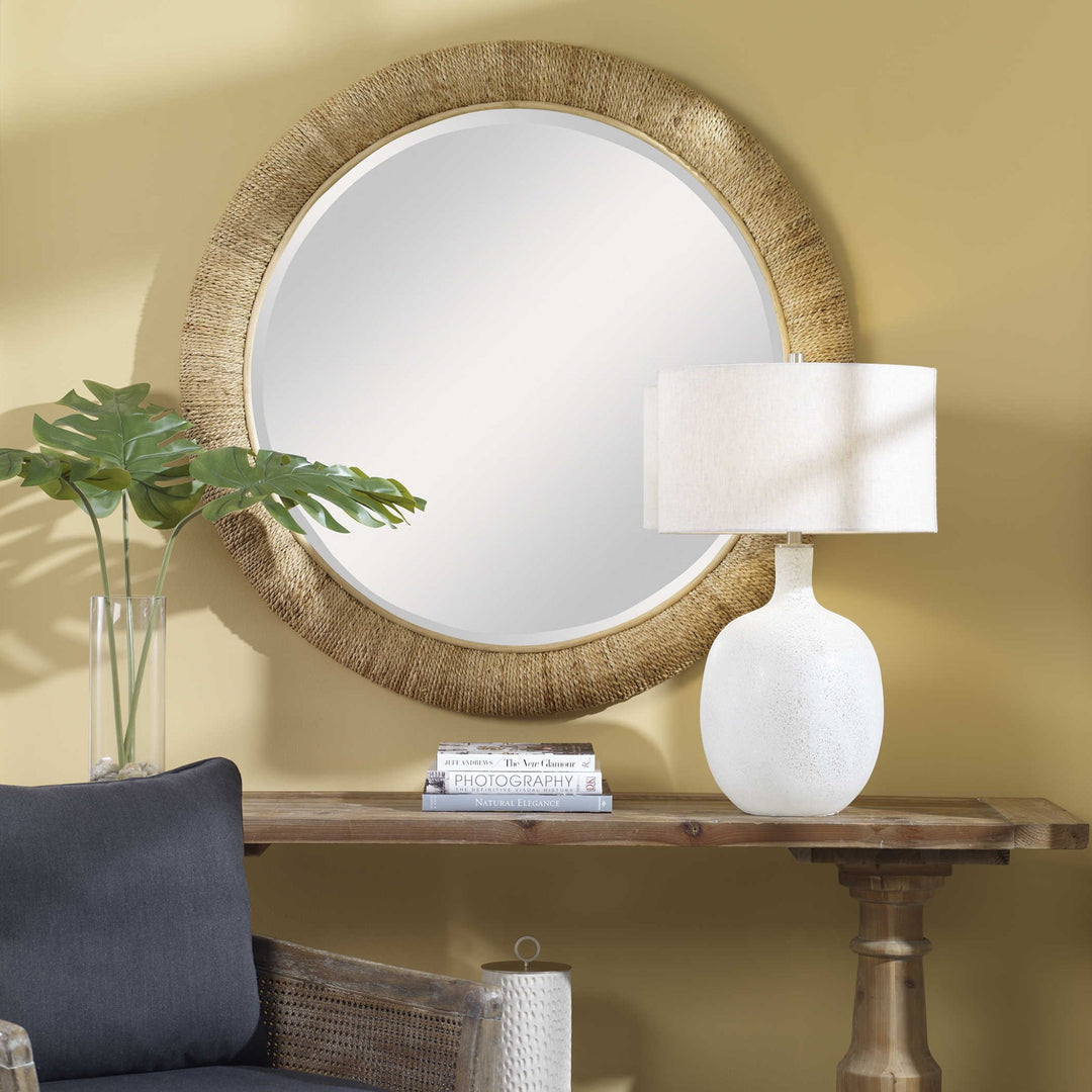 ISLE PALM GRANDE 47"RD RATTAN MIRROR