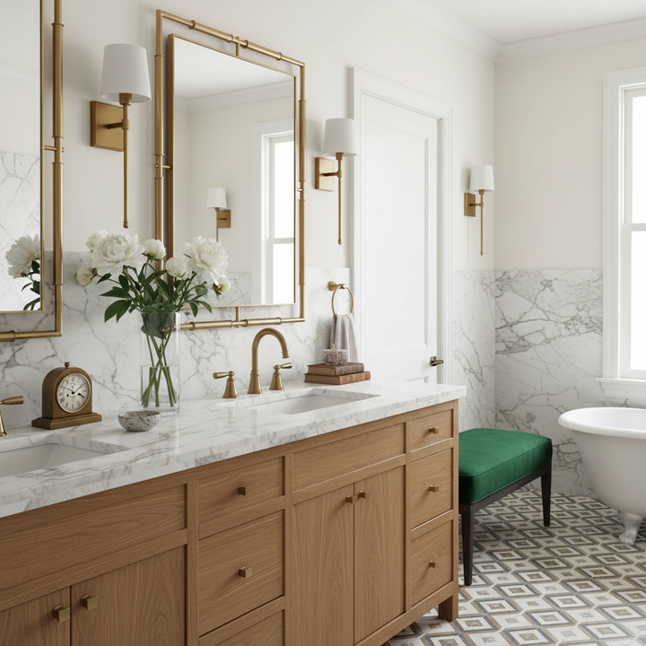 IT'S ALL CONNECTED BRASS VANITY MIRROR