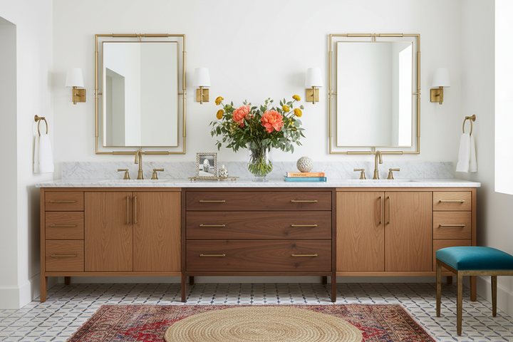 IT'S ALL CONNECTED BRASS VANITY MIRROR