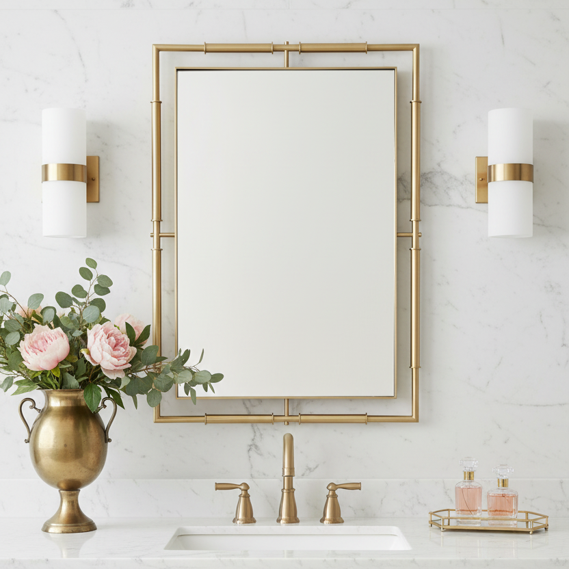 IT'S ALL CONNECTED BRASS VANITY MIRROR