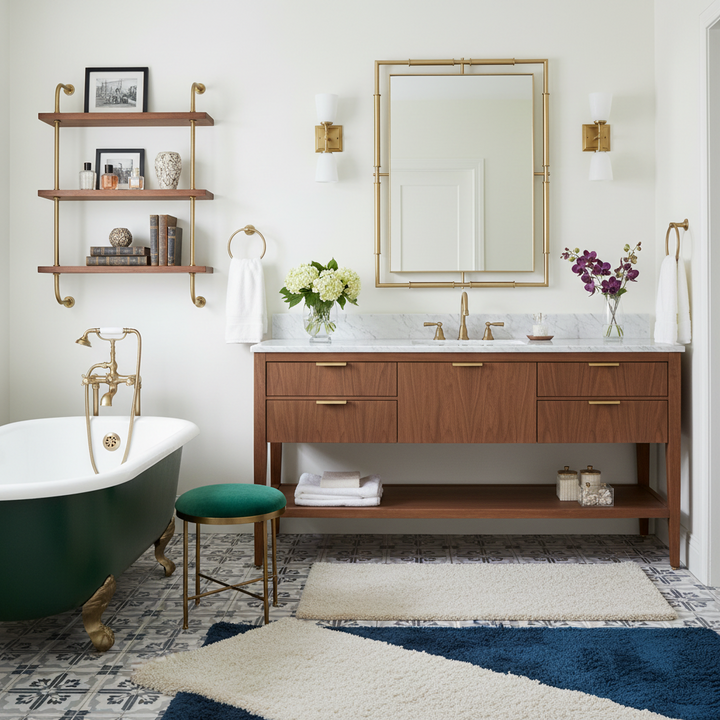 IT'S ALL CONNECTED BRASS VANITY MIRROR