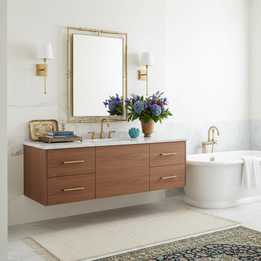 IT'S ALL CONNECTED BRASS VANITY MIRROR