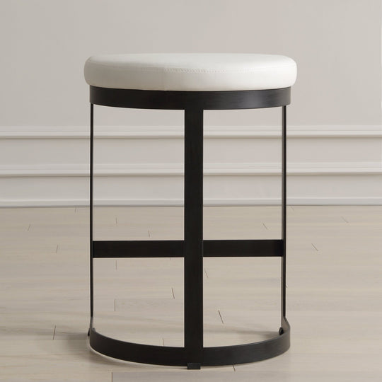 IVANNA WHITE LEATHERETTE COUNTER STOOL