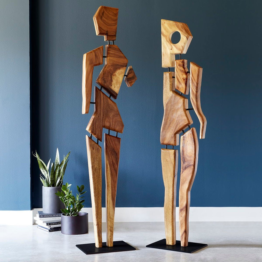 JACK & JILL CHAMCHA WOOD SCULPTURE