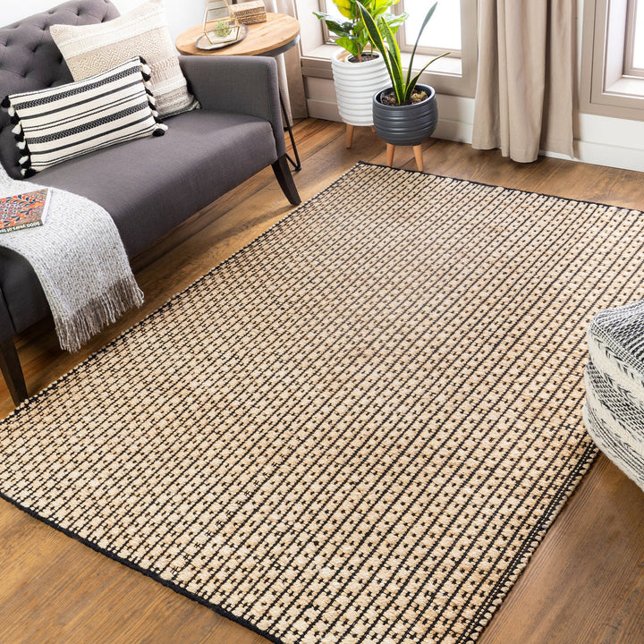 JASMINE 03 WOVEN JUTE RUG: NATURAL, BLACK