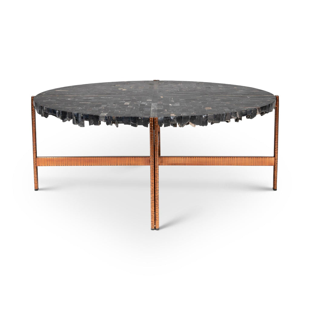 JENNA MOSAIC PETRIFIED WOOD & COPPER COFFEE TABLE – ShopDesignTap