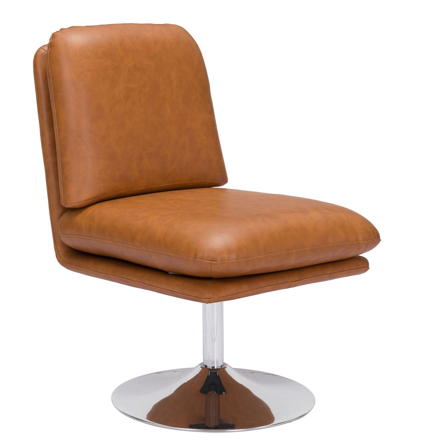 JET - SET BROWN VINYL SWIVEL CHAIR