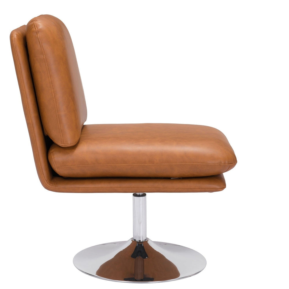 JET - SET BROWN VINYL SWIVEL CHAIR