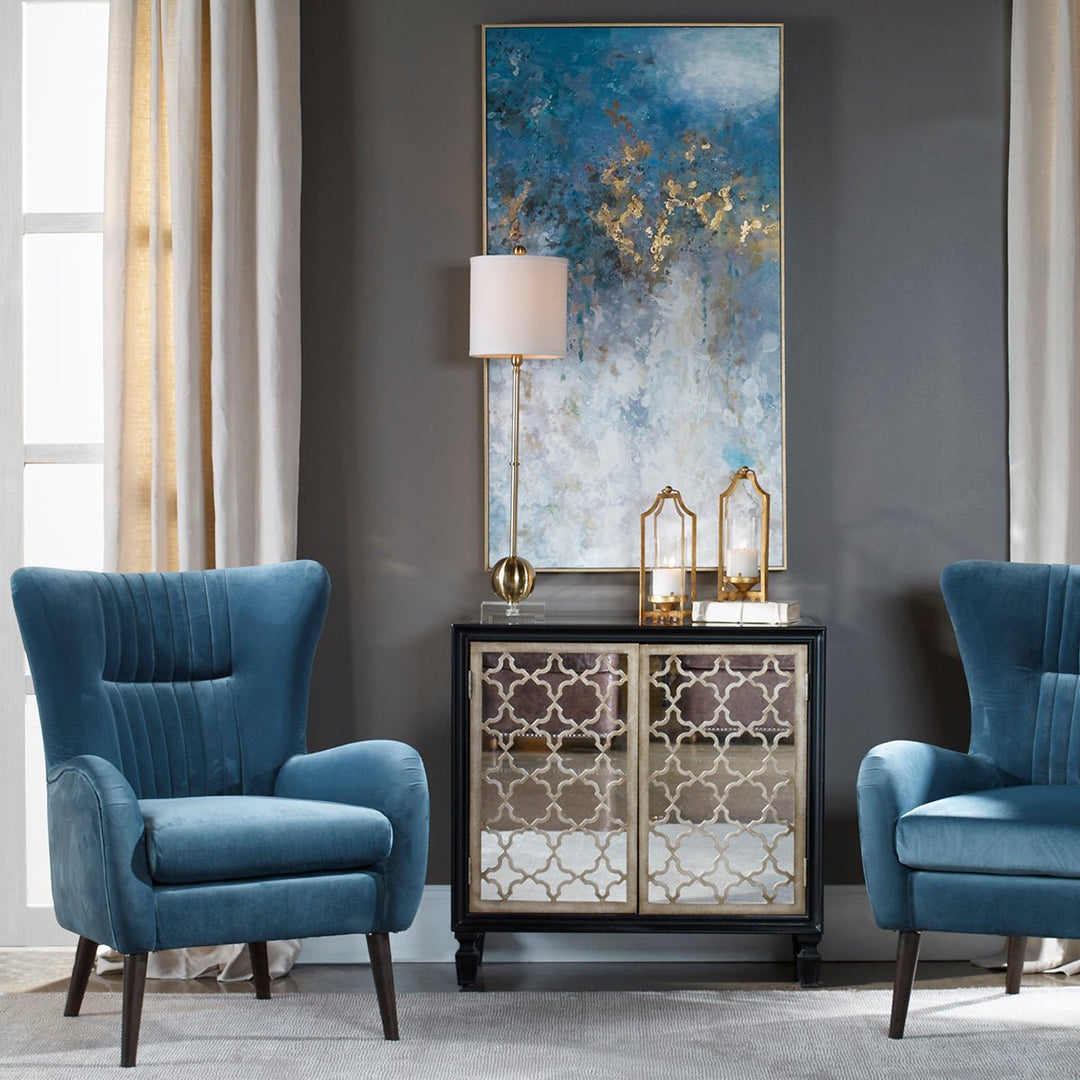 JEWEL SEA BLUE VELVET ARM CHAIR