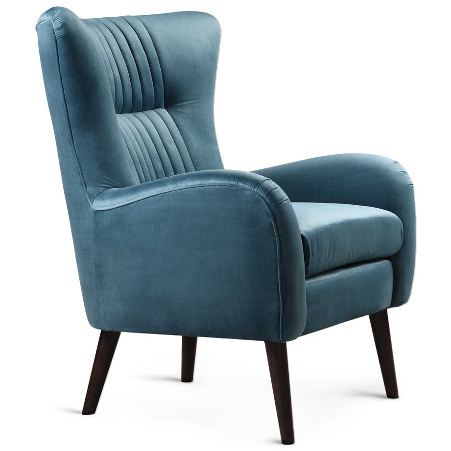 JEWEL SEA BLUE VELVET ARM CHAIR