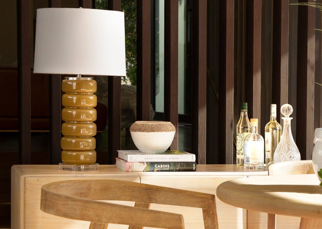 JOELLE MUSTARD GLASS TABLE LAMP