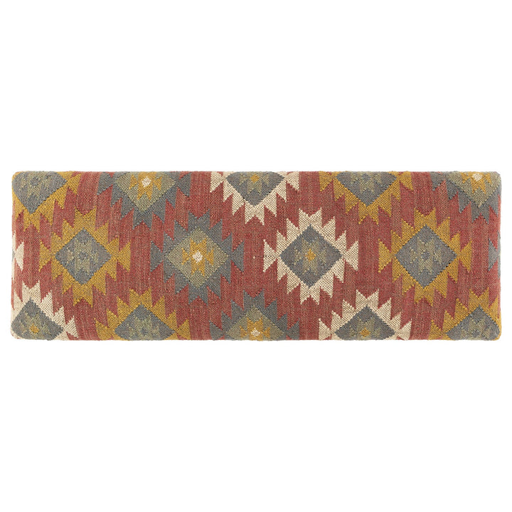 JOHAR WOOL & JUTE KILIM BENCH: BRICK RED