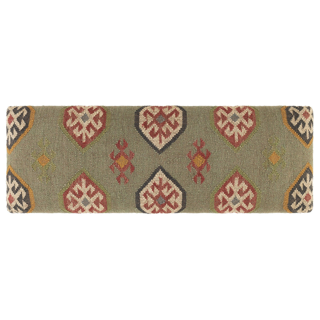 JOHAR WOOL & JUTE KILIM BENCH: OLIVE