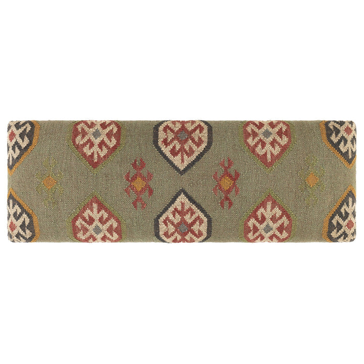 JOHAR WOOL & JUTE KILIM BENCH: OLIVE