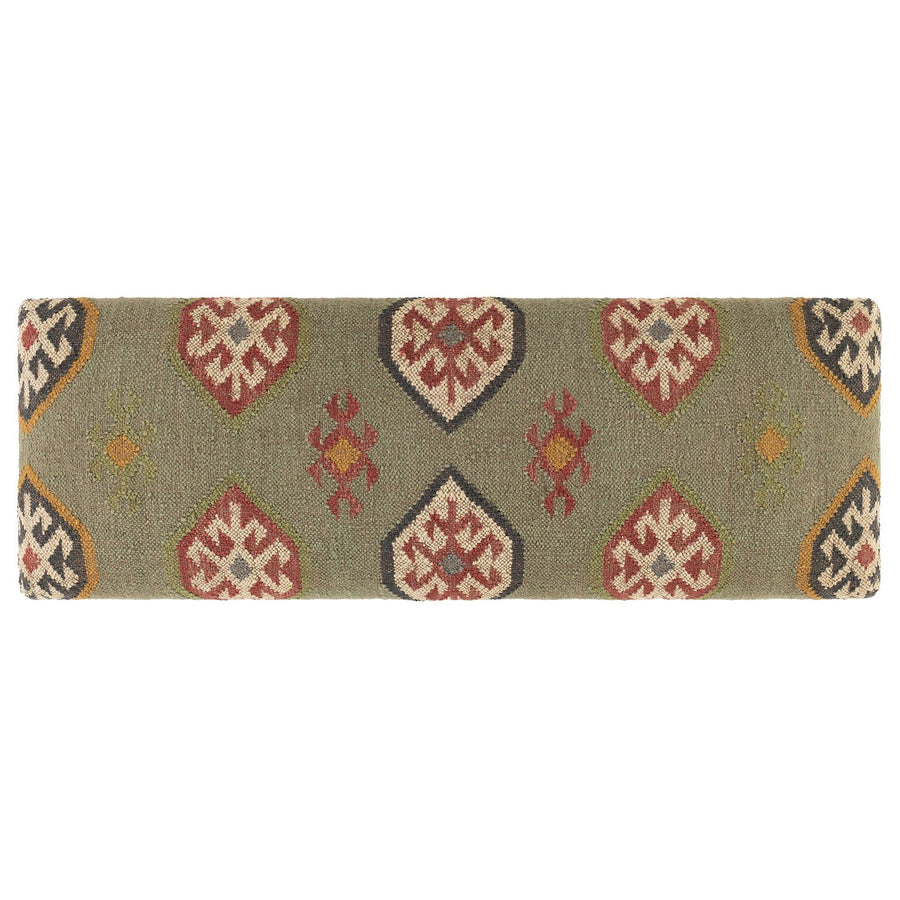 JOHAR WOOL & JUTE KILIM BENCH: OLIVE