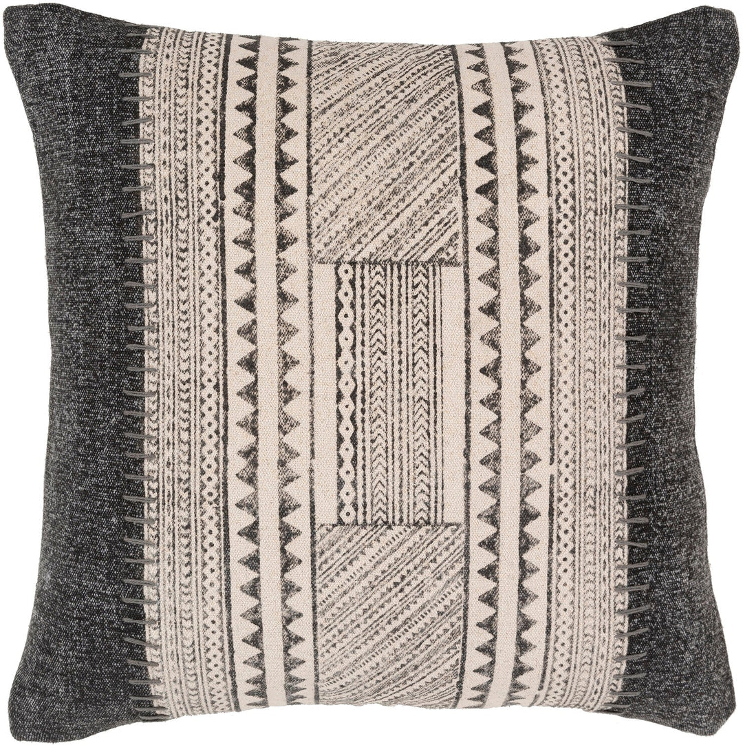 JOJO WASHED BLACK BLOCK PRINT PILLOW