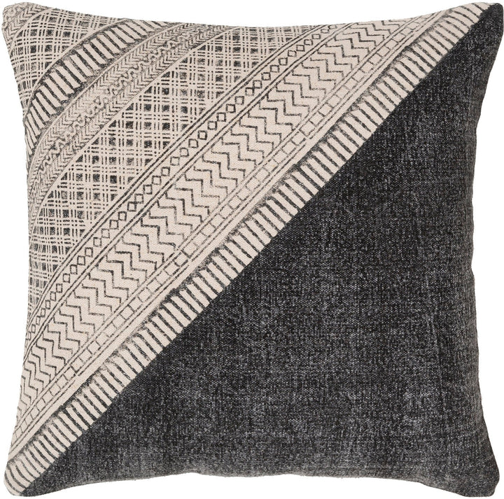 JOJO WASHED BLACK BLOCK PRINT PILLOW