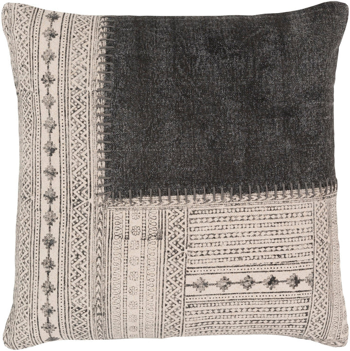 JOJO WASHED BLACK BLOCK PRINT PILLOW