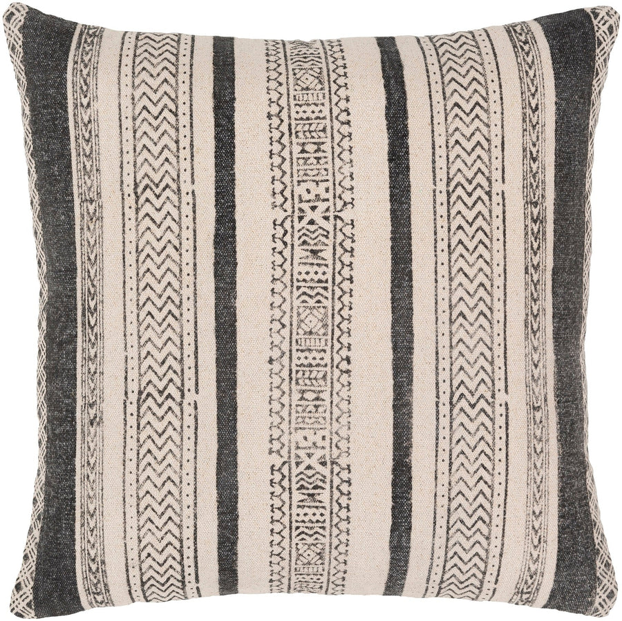 JOJO WASHED BLACK BLOCK PRINT PILLOW