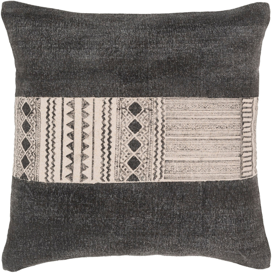 JOJO WASHED BLACK BLOCK PRINT PILLOW