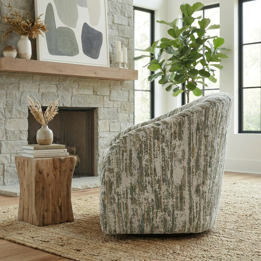 MOSS STRIPED CHENILLE SWIVEL CHAIR