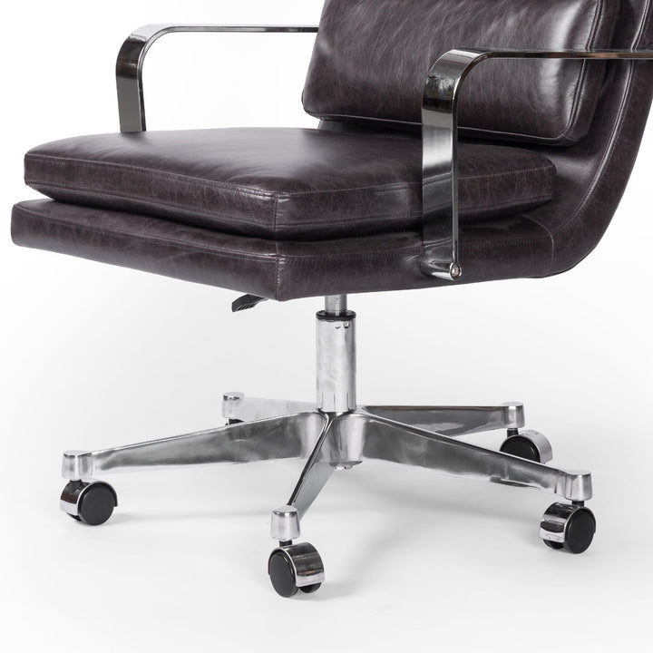 JUDE SONOMA BLACK LEATHER DESK CHAIR