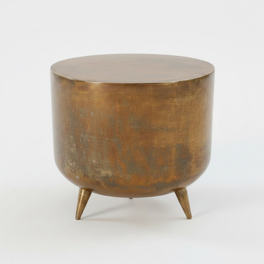 JURI COPPER PATINA DRUM TABLE