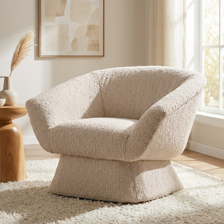 MONTROSE BIRCH BOUCLE PYRAMID SWIVEL CHAIR