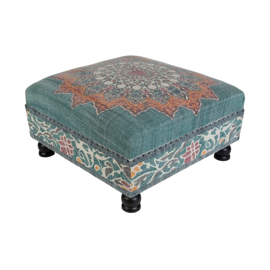 KAMALA COCKTAIL OTTOMAN: TEAL MULTI