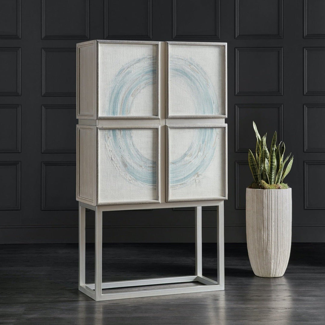 KANDIN LINEN PANELED BAR CABINET