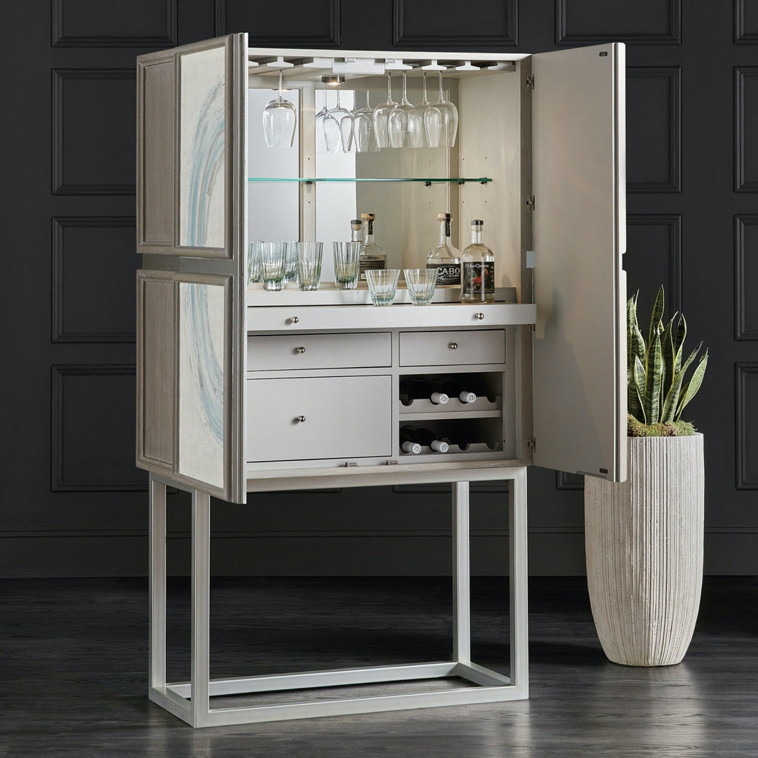 KANDIN LINEN PANELED BAR CABINET