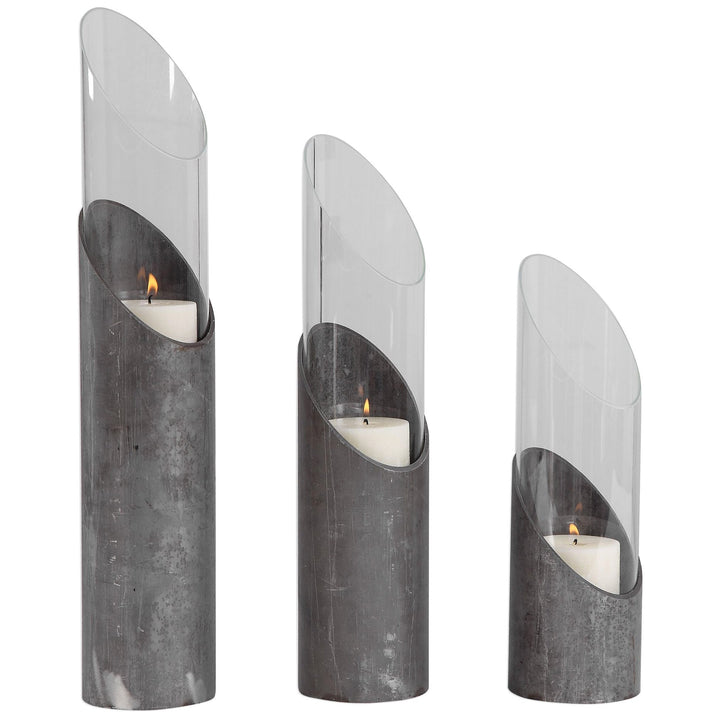 KARTER RAW IRON CANDLEHOLDERS | SET OF 3