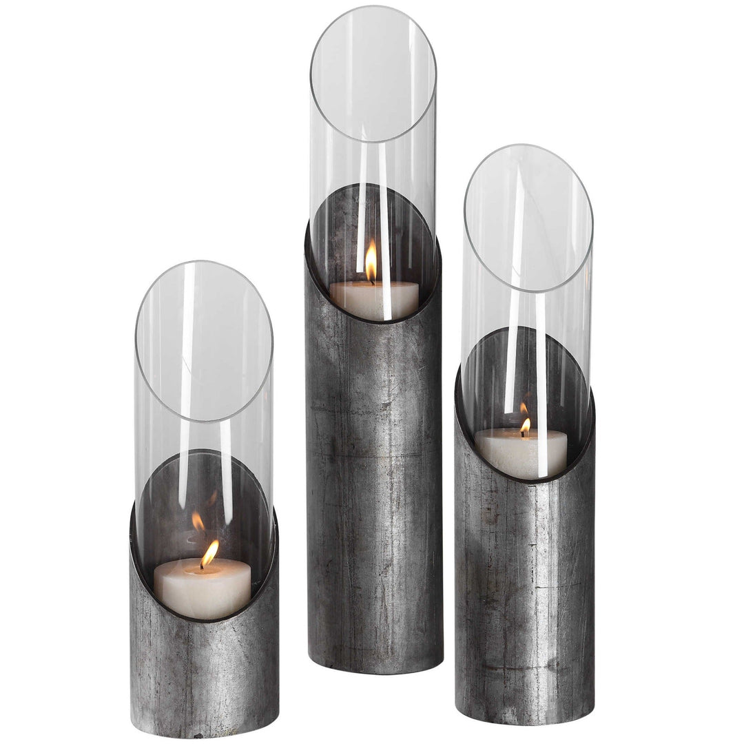 KARTER RAW IRON CANDLEHOLDERS | SET OF 3